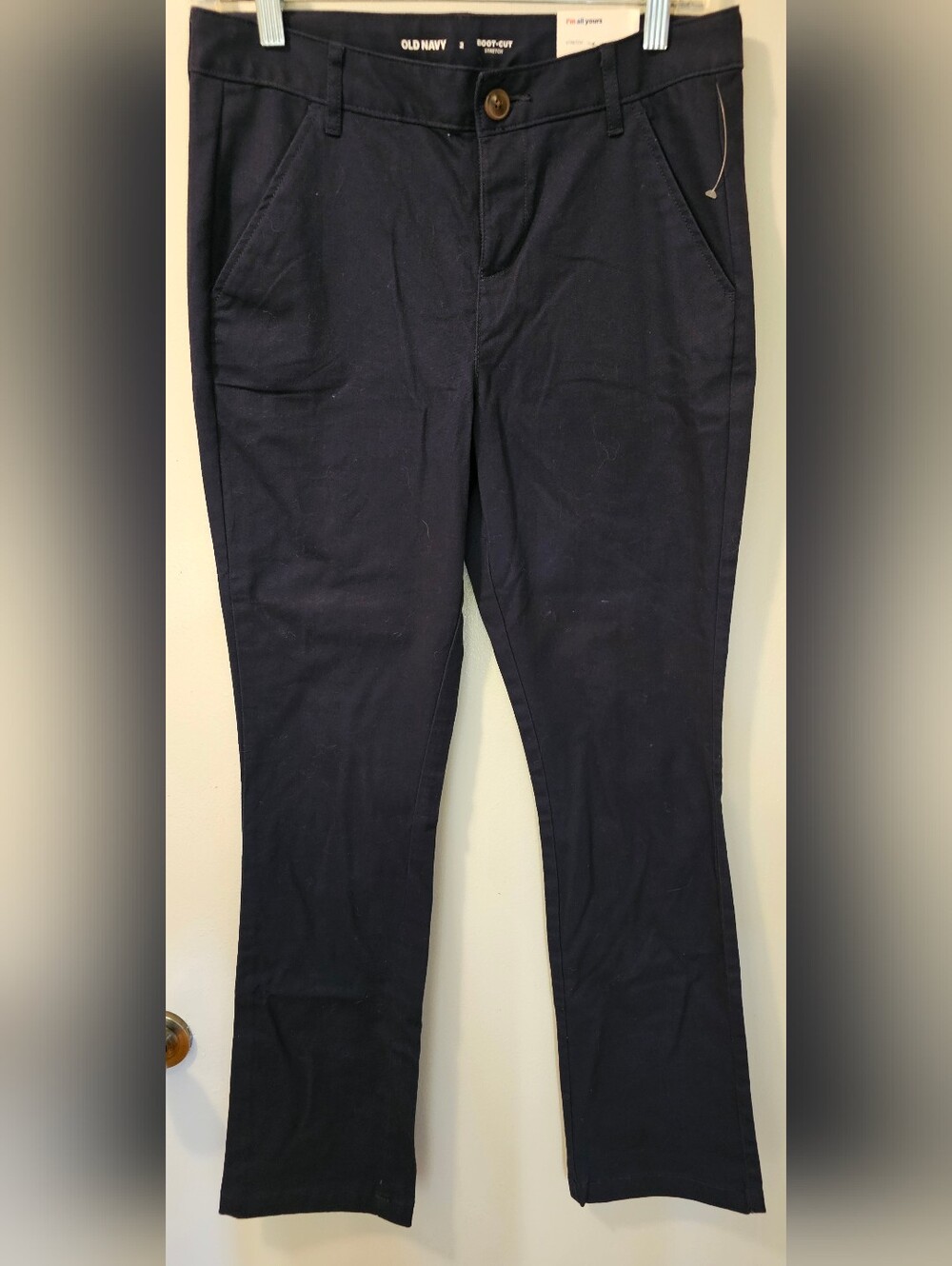 Old Navy Boot‎ Cut Chino Pants Navy Blue Stretch Pockets Women's Size 2 NWT